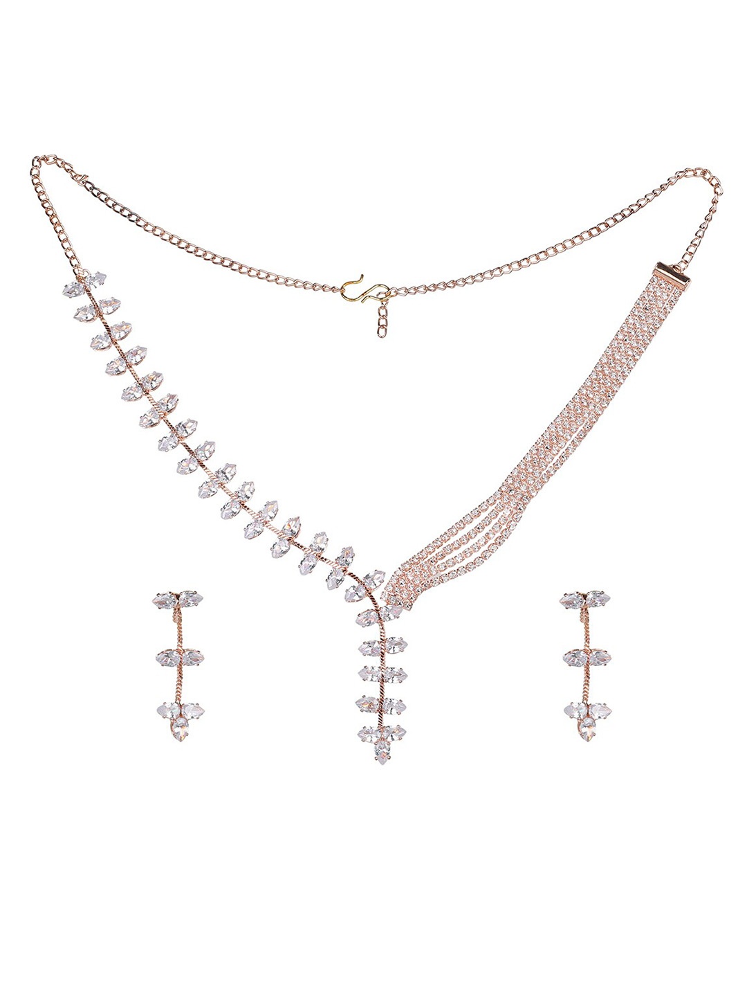 

MAD CLUB Rose Gold-Plated AD-Studded Jewellery Set