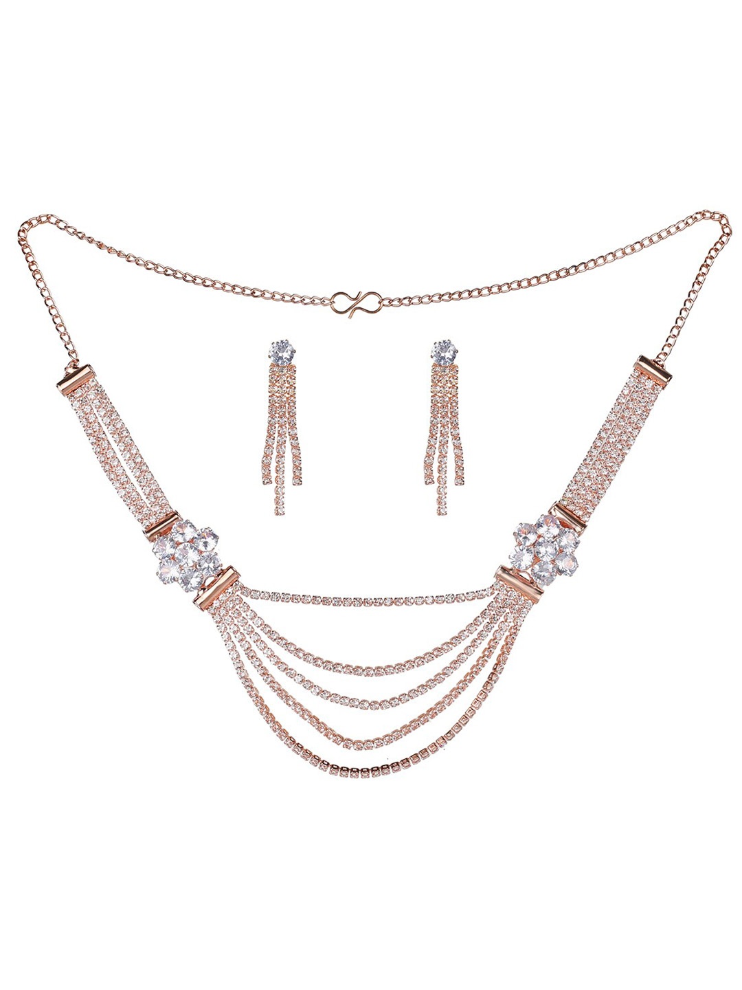 

MAD CLUB Rose Gold-Plated AD-Studded Jewellery Set