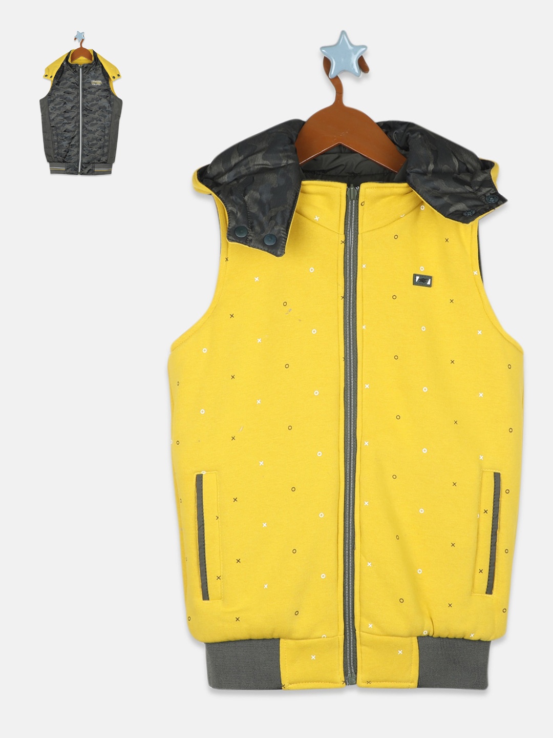 

Monte Carlo Boys Printed Hooded Bomber Jacket, Olive