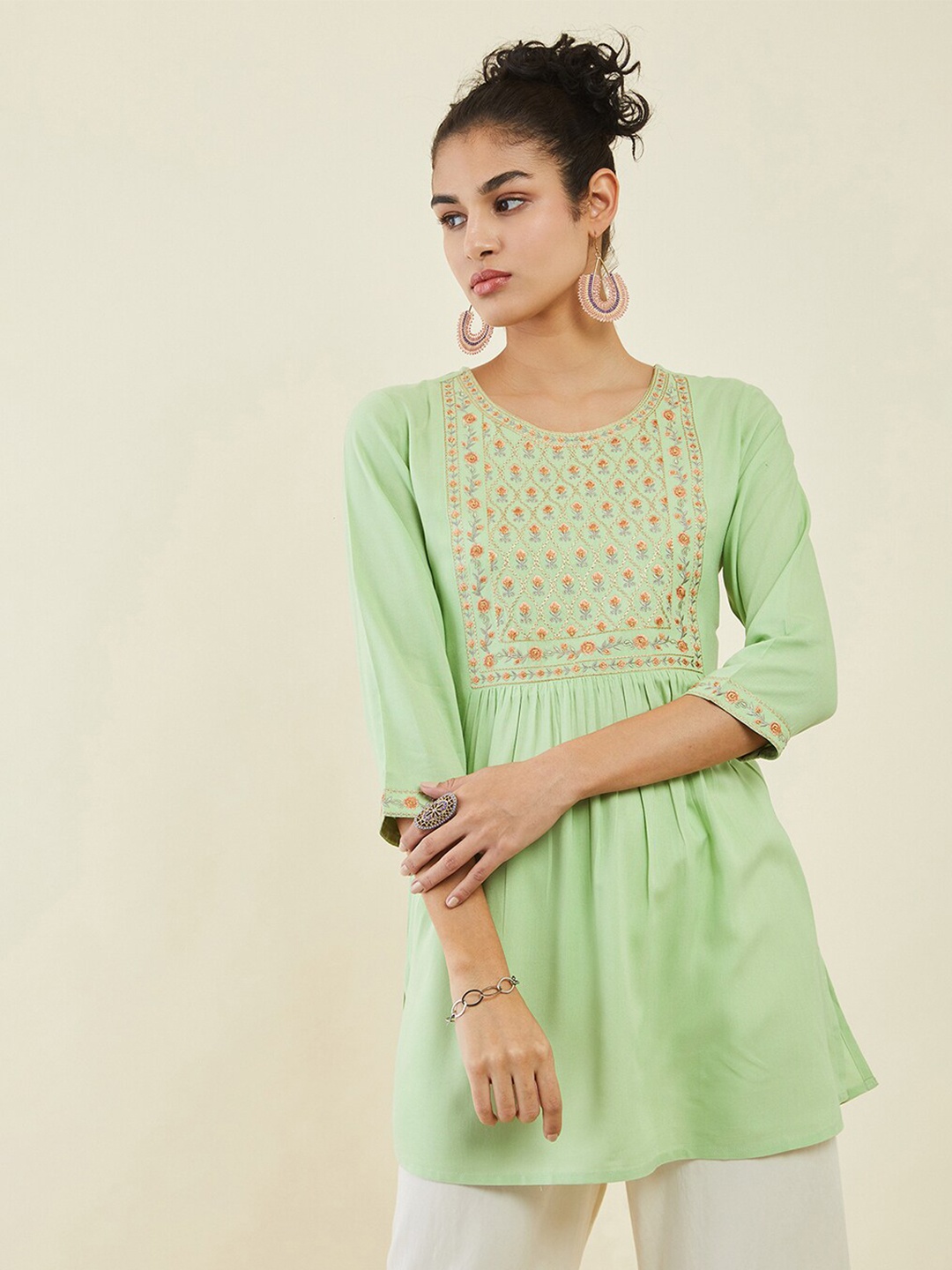 

Soch Women Embroidered Tunic, Green