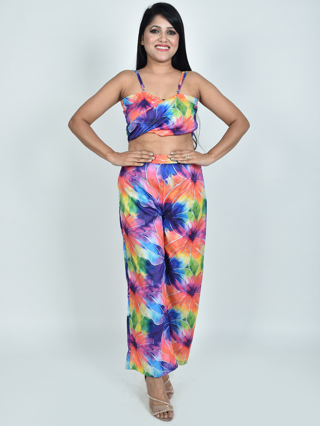 

Rajoria Instyle Women Printed Top with Trousers, Blue