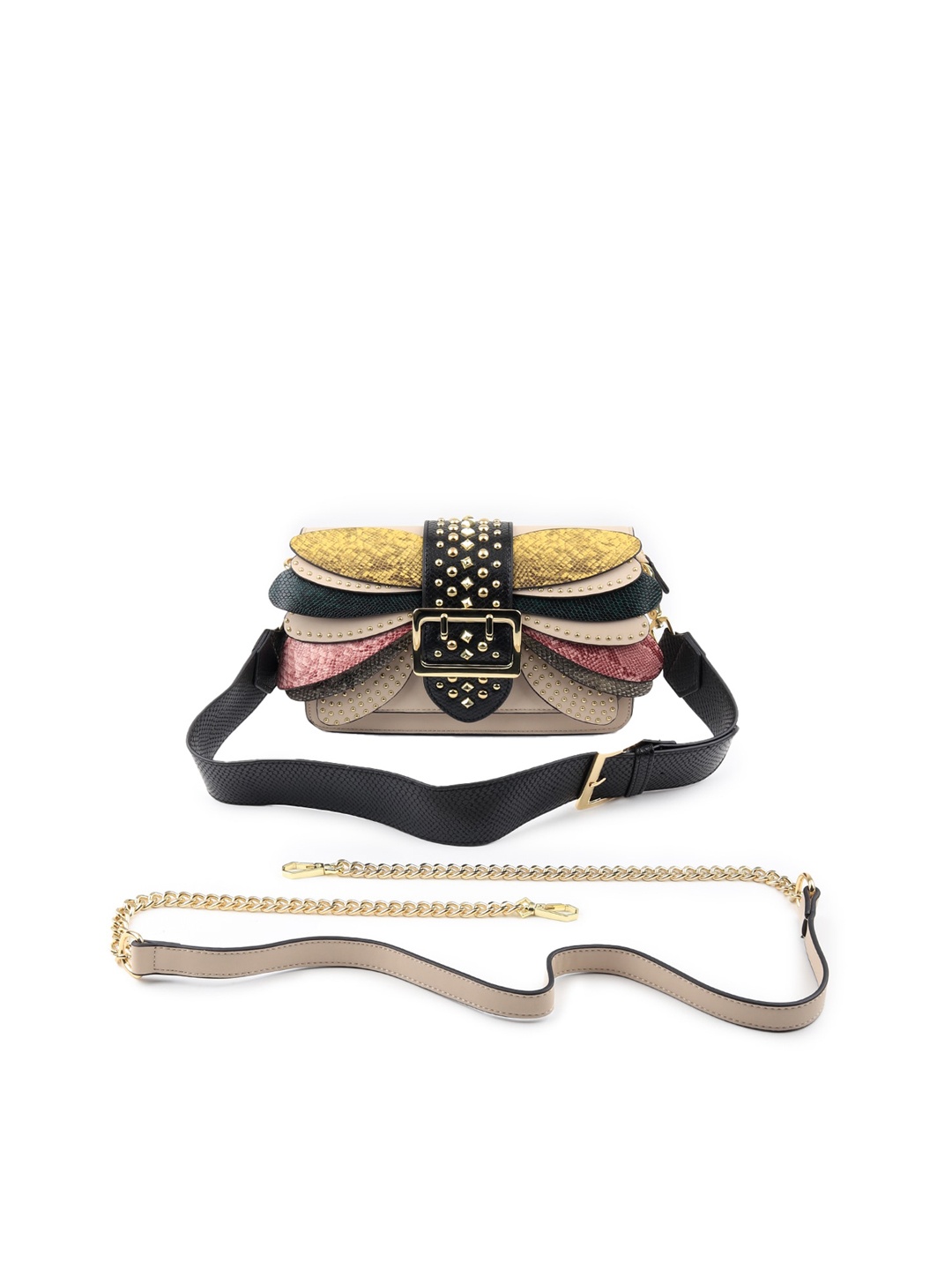 

ODETTE Butterfly PU Structured Sling Bag, Black