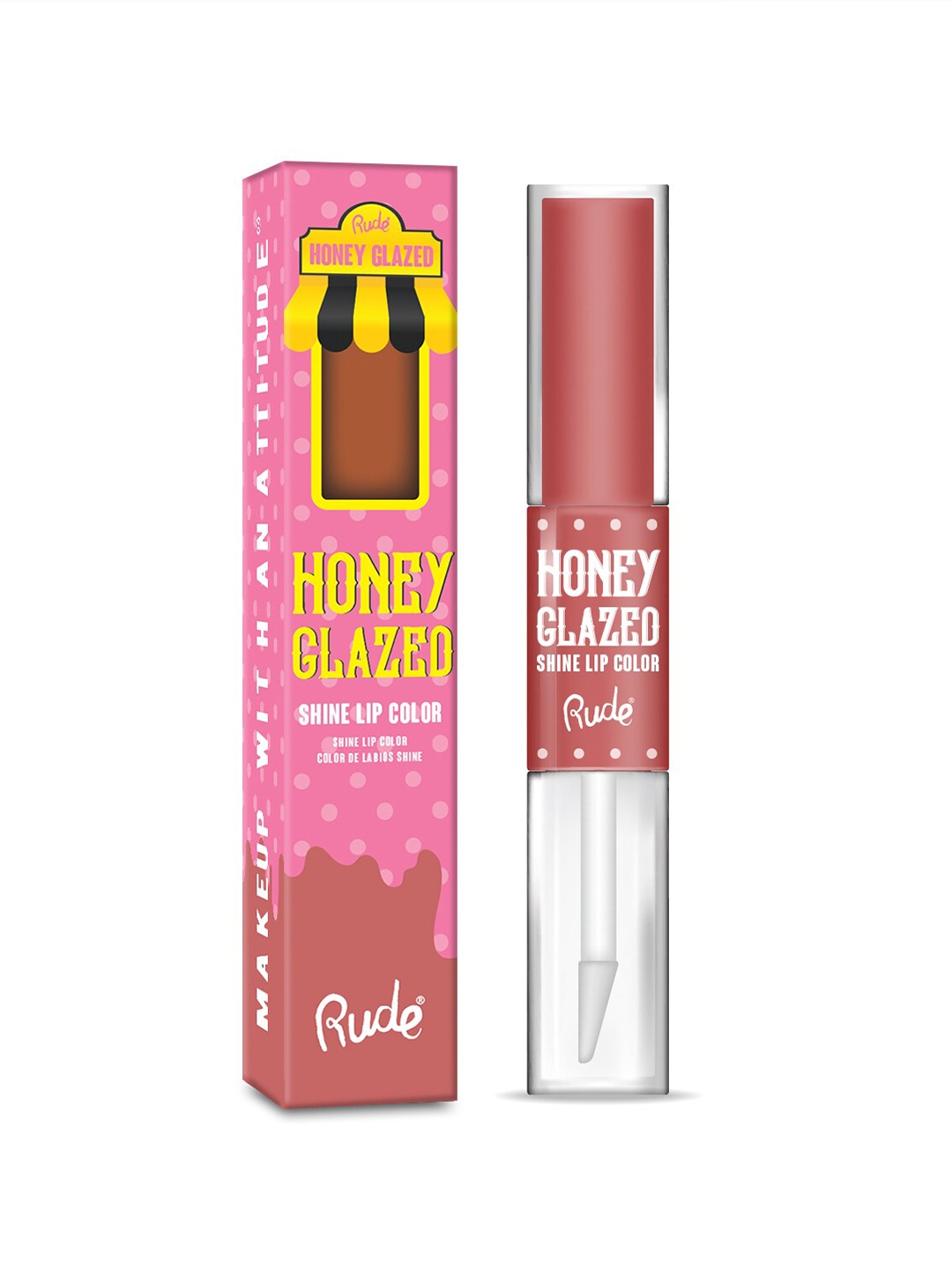 

Rude Cosmetics Honey Glazed Shine Lip Color 3.6ml - Sprinkled, Pink
