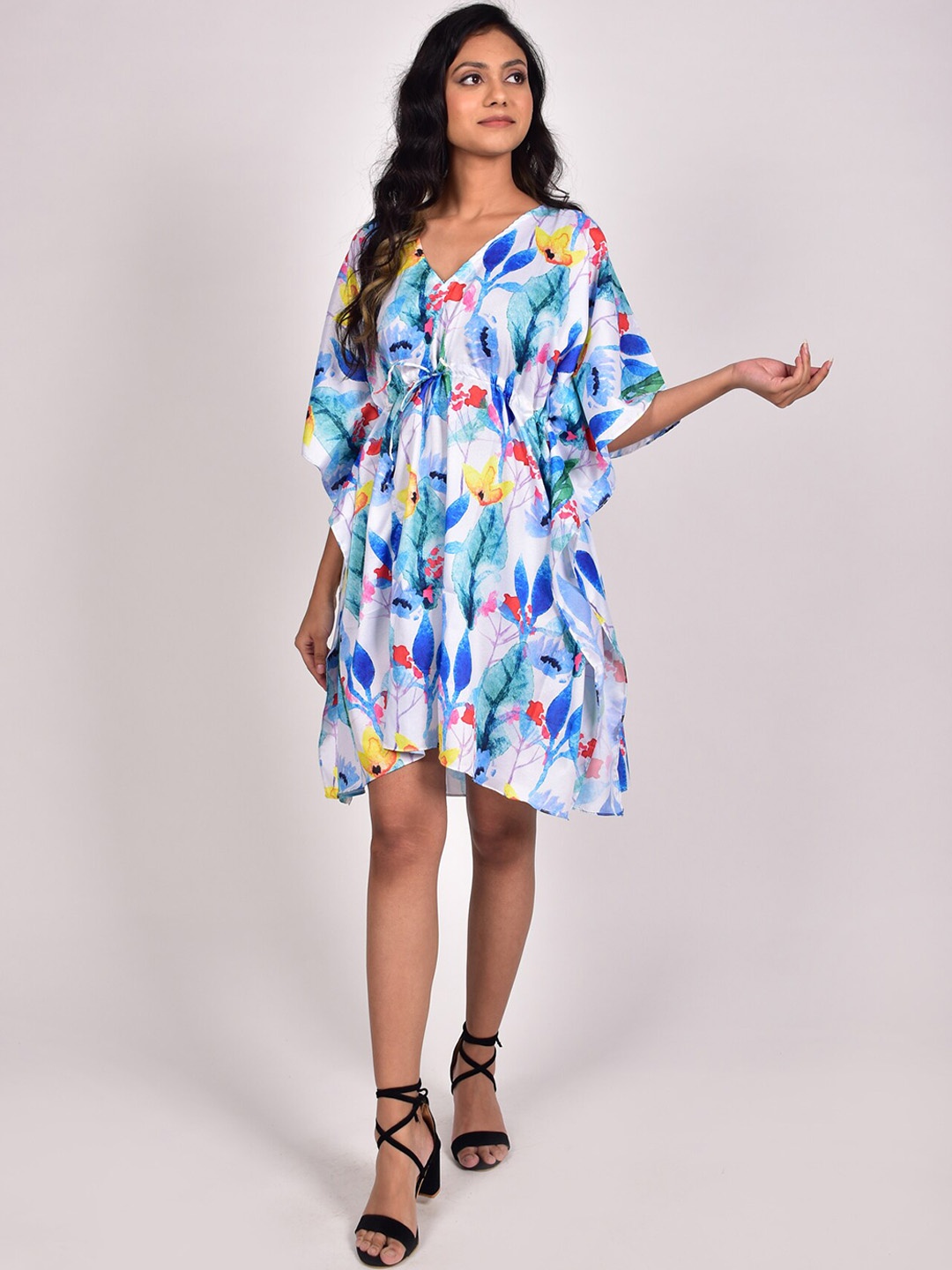 

Rajoria Instyle Women Crepe Digital Printed Kaftan Swimwear Cover-Up Dress, White