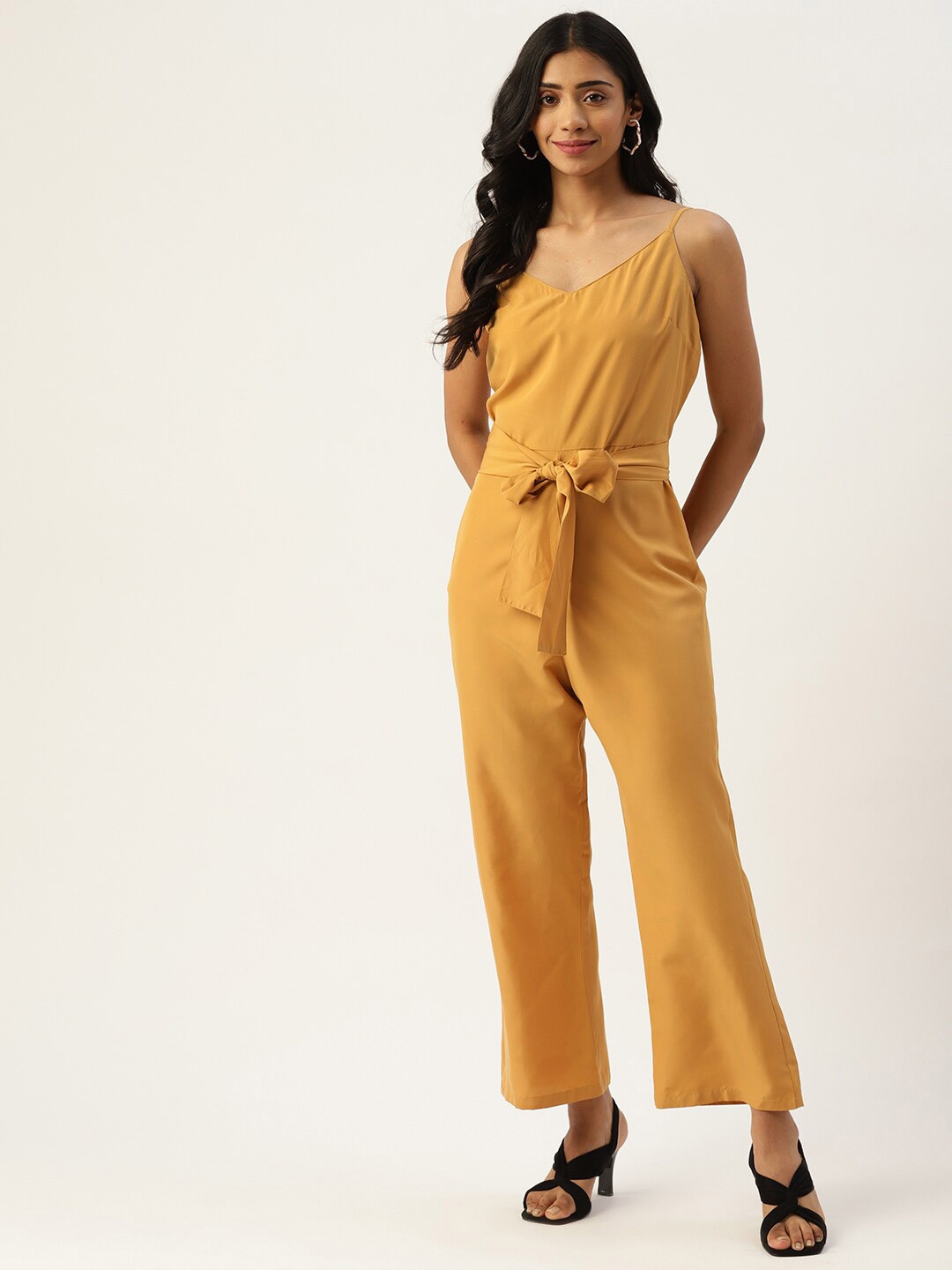 

SIRIKIT Solid Sleeveless Basic Jumpsuit, Mustard