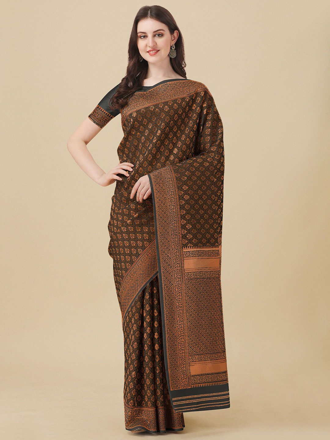 

Kasak Woven Design Zari Kanjeevaram Saree, Brown