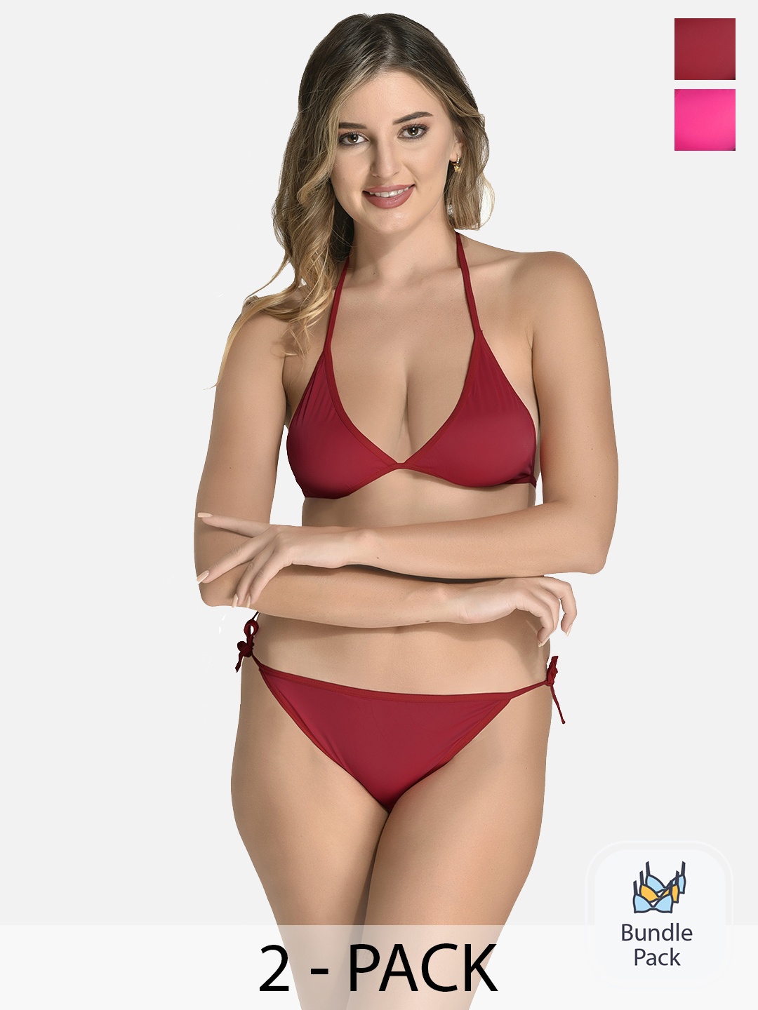 

StyFun Pack of 2 Satin Lingerie Set LS_Satin_Set, Pink
