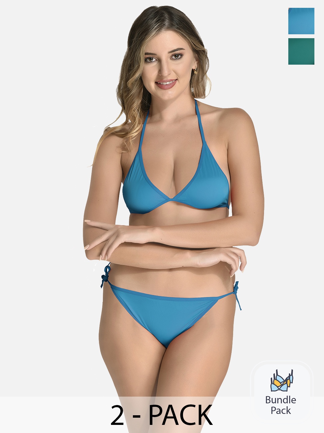 

StyFun Pack Of 2 Satin Lingerie SetLS_Satin_Set_SKYGreen_B, Blue