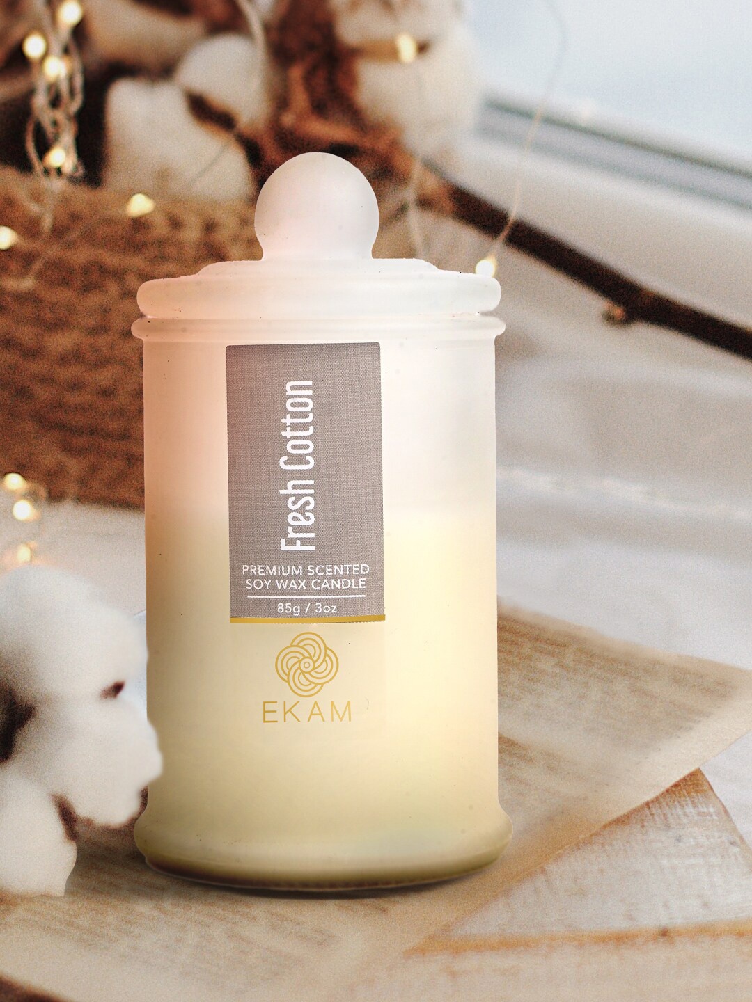 

Ekam Apothecary Cream-Coloured Soy Wax Scented Jar Candle