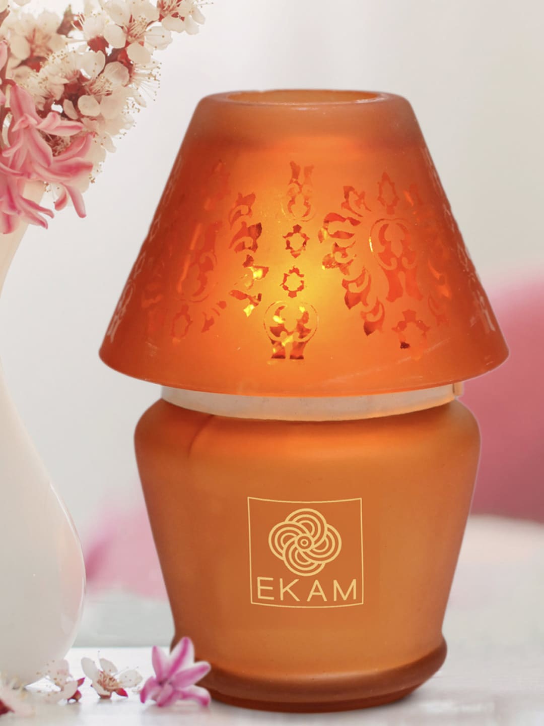 

Ekam Lampshade Orange-Colored Temple Bloom Scented Candle