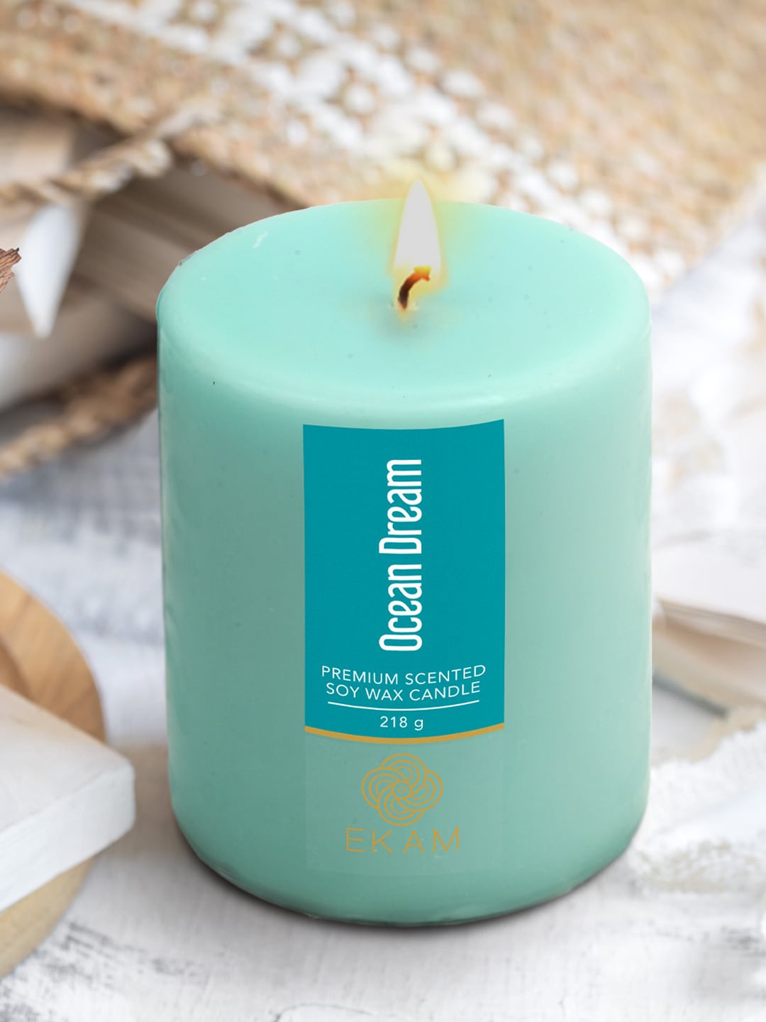 

Ekam Pillar Sky Blue Ocean Dream Scented Candle