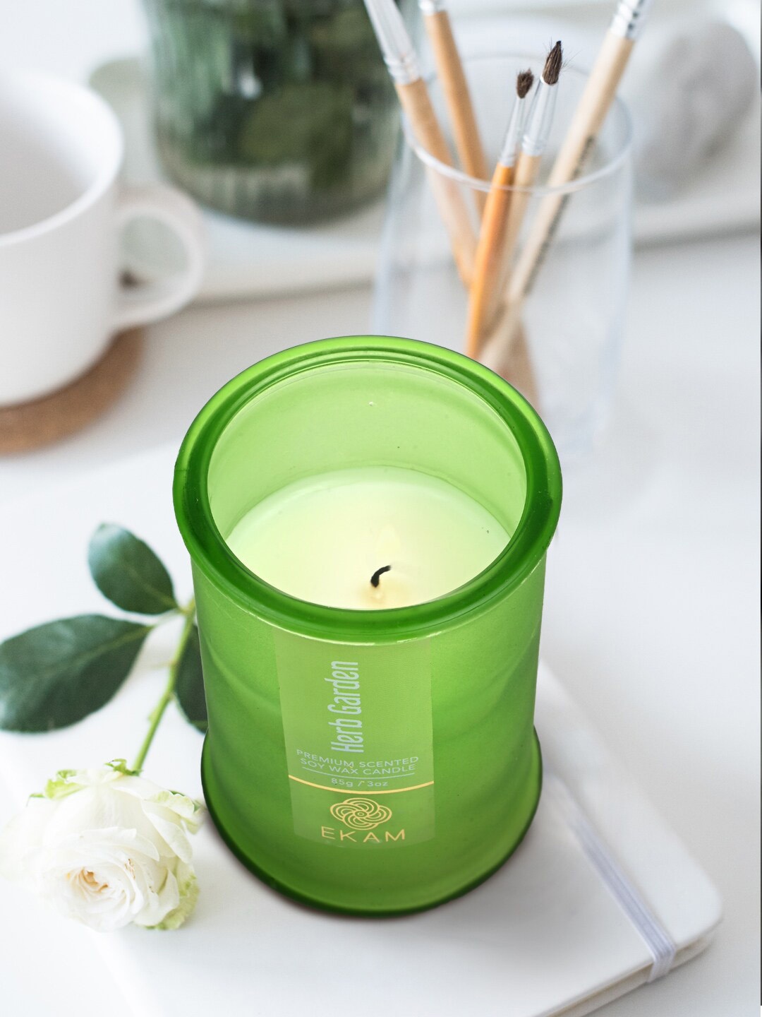 

Ekam Apothecary Jar Herb Garden Scented Candle, Green