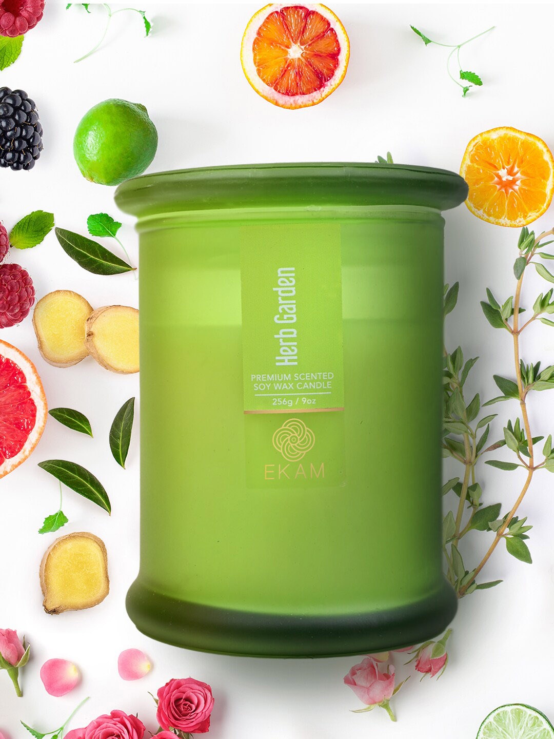 

Ekam Ring Jar Green Soy Wax Herb Garden Scented Candle