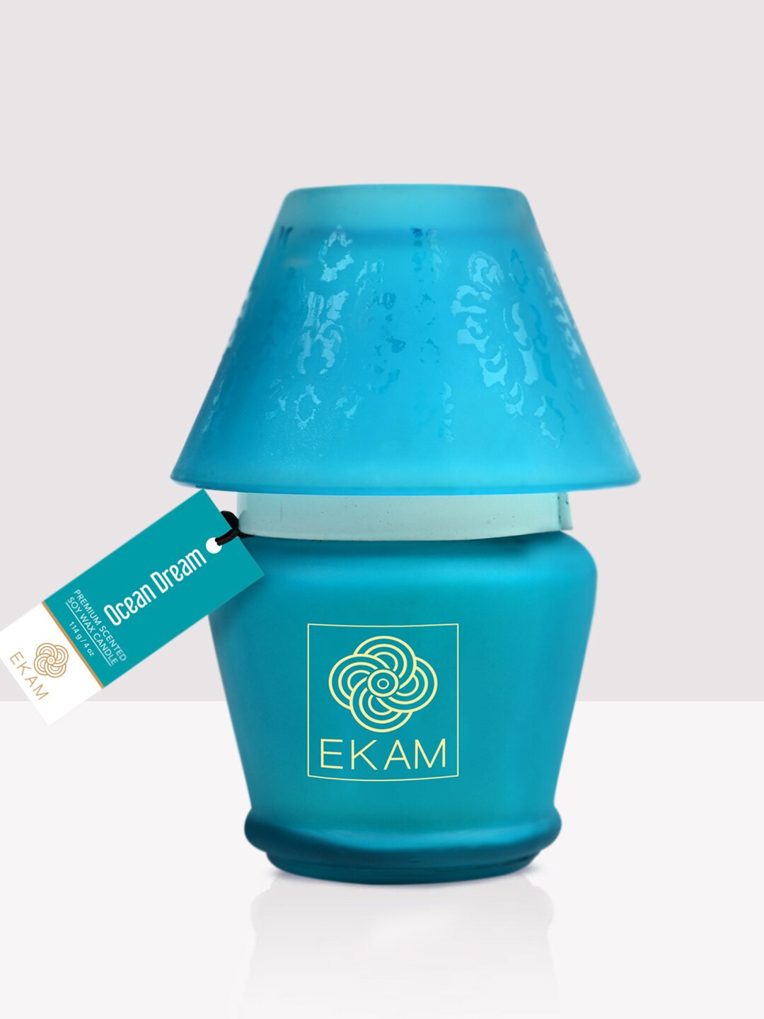 

Ekam Sky Blue Brand Logo Printed Ocean Dream Fragrance Lampshade Scented Candle