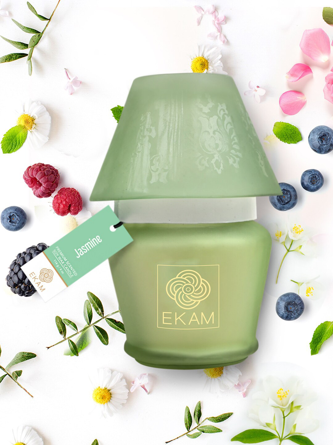 

Ekam Green Printed Jasmine Fragrance Lampshade Scented Candle
