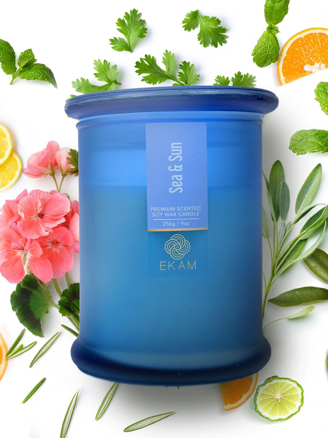 

Ekam Ring Blue Sea & Sun Soy Wax Jar Scented Candle
