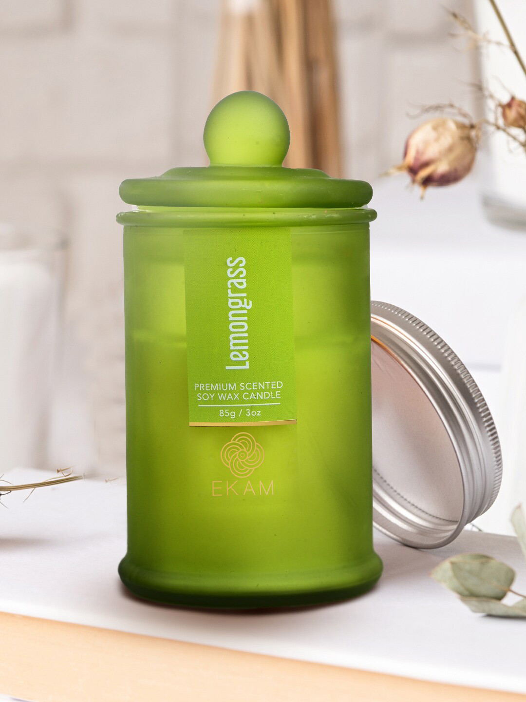 

Ekam Apothecary Green Lemongrass Soy Wax Jar Scented Candle