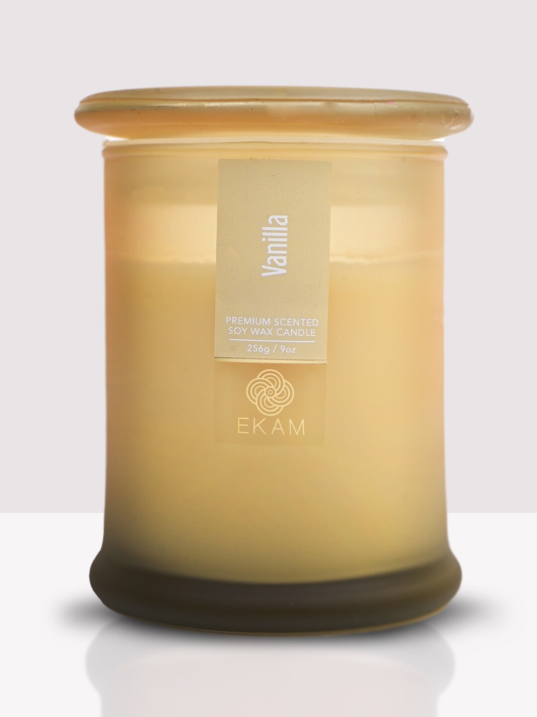 

Ekam Ring Jar Beige Brand Logo Printed Vanilla Fragrance Scented Candle