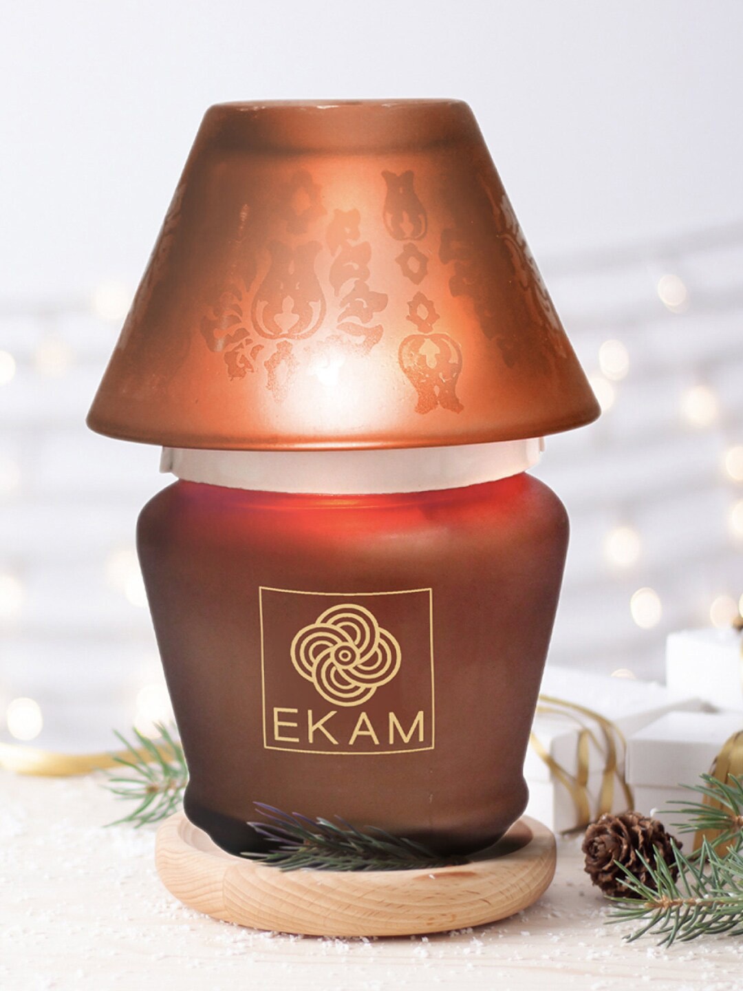 

Ekam Brown Brand Logo Printed Chocolate Peppermint Fragrance Lampshade Scented Candle