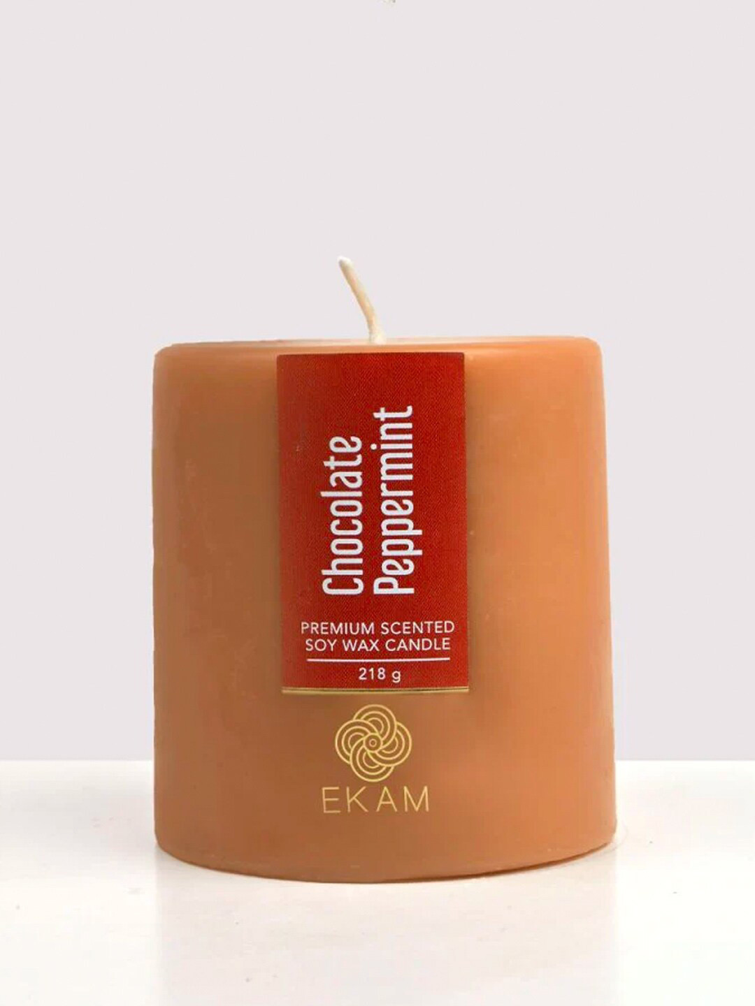 

Ekam Pillar Brown Soy Chocolate Peppermint Wax Scented Candle
