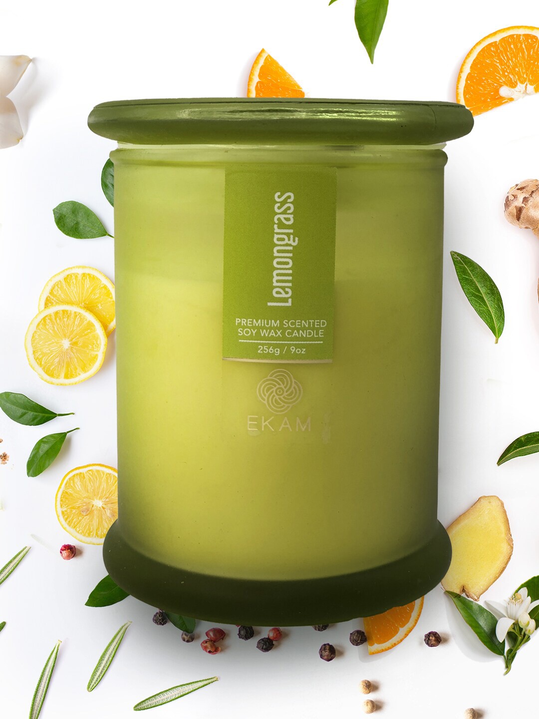 

Ekam Ring Lime Green Lemongrass Scented Jar Candle