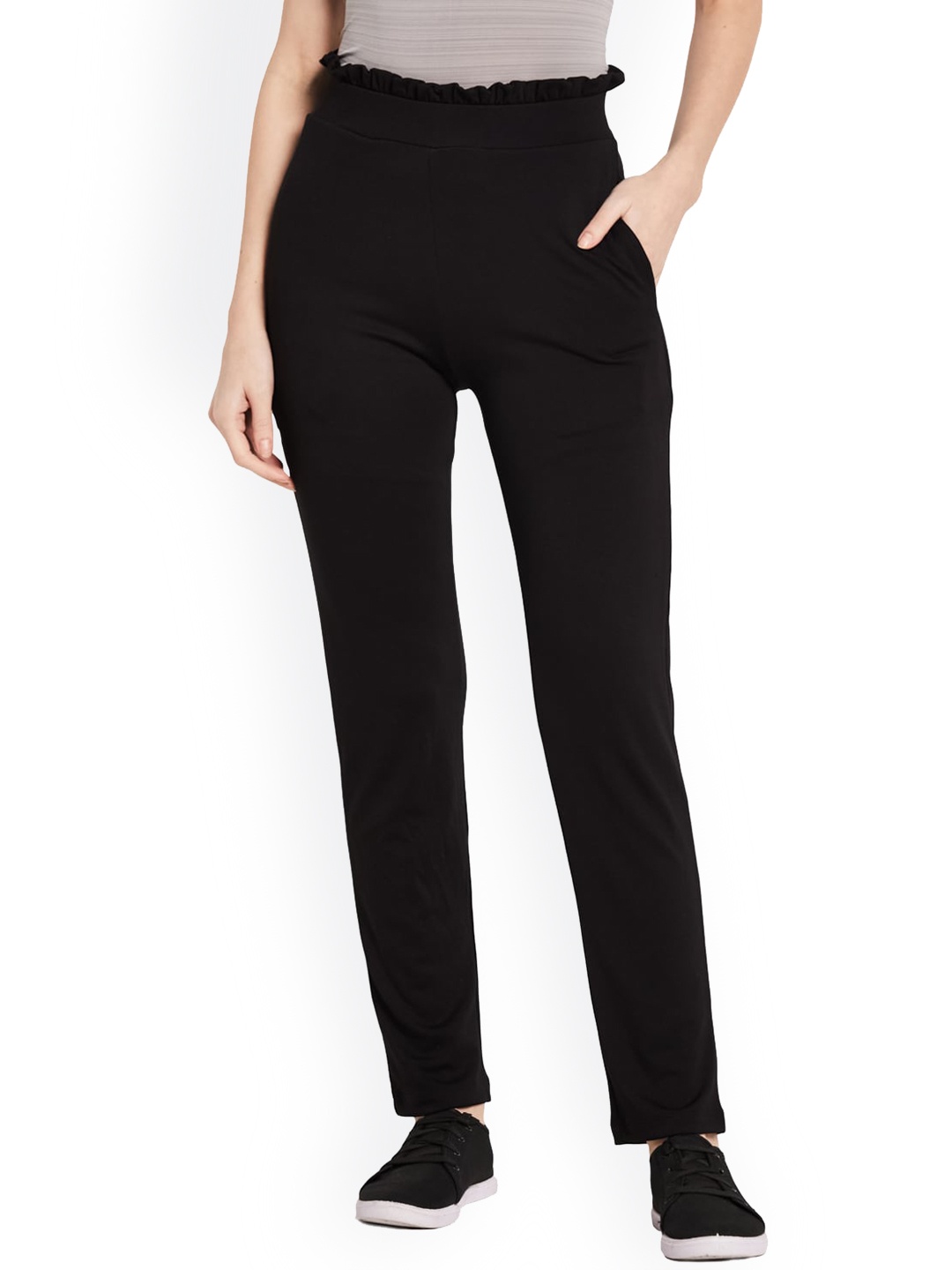 

UNMADE Women Black High-Rise Trousers