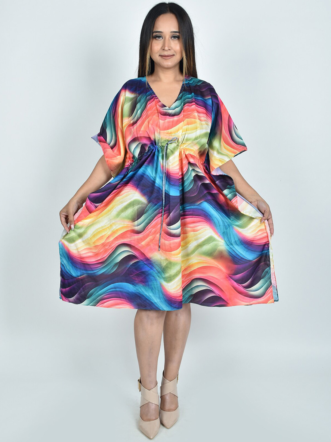 

Rajoria Instyle Women Abstract Printed Kaftan Beach Cover-Up Dress, Blue