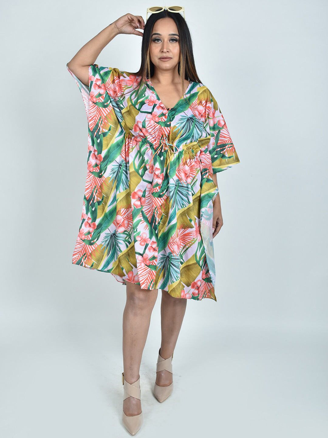 

Rajoria Instyle Women Printed Kaftan Swimwear Cover-Up Dress, White