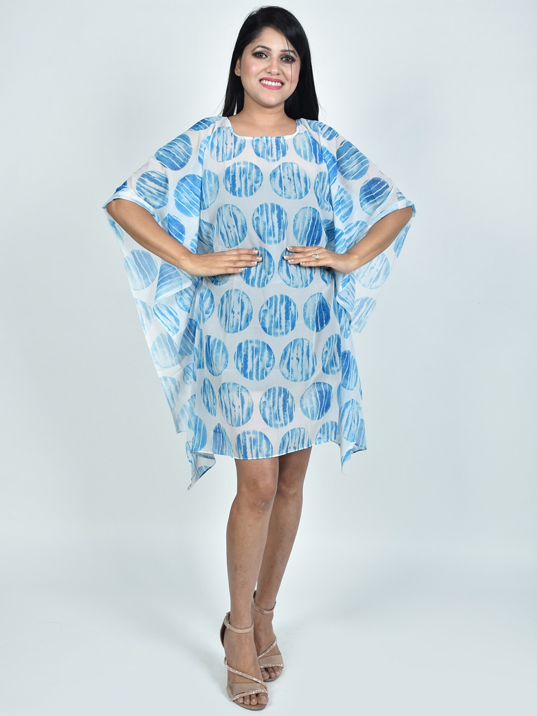 

Rajoria Instyle Women Geometric Print Square Neck Kaftan Cover-Up Swim Dress, White