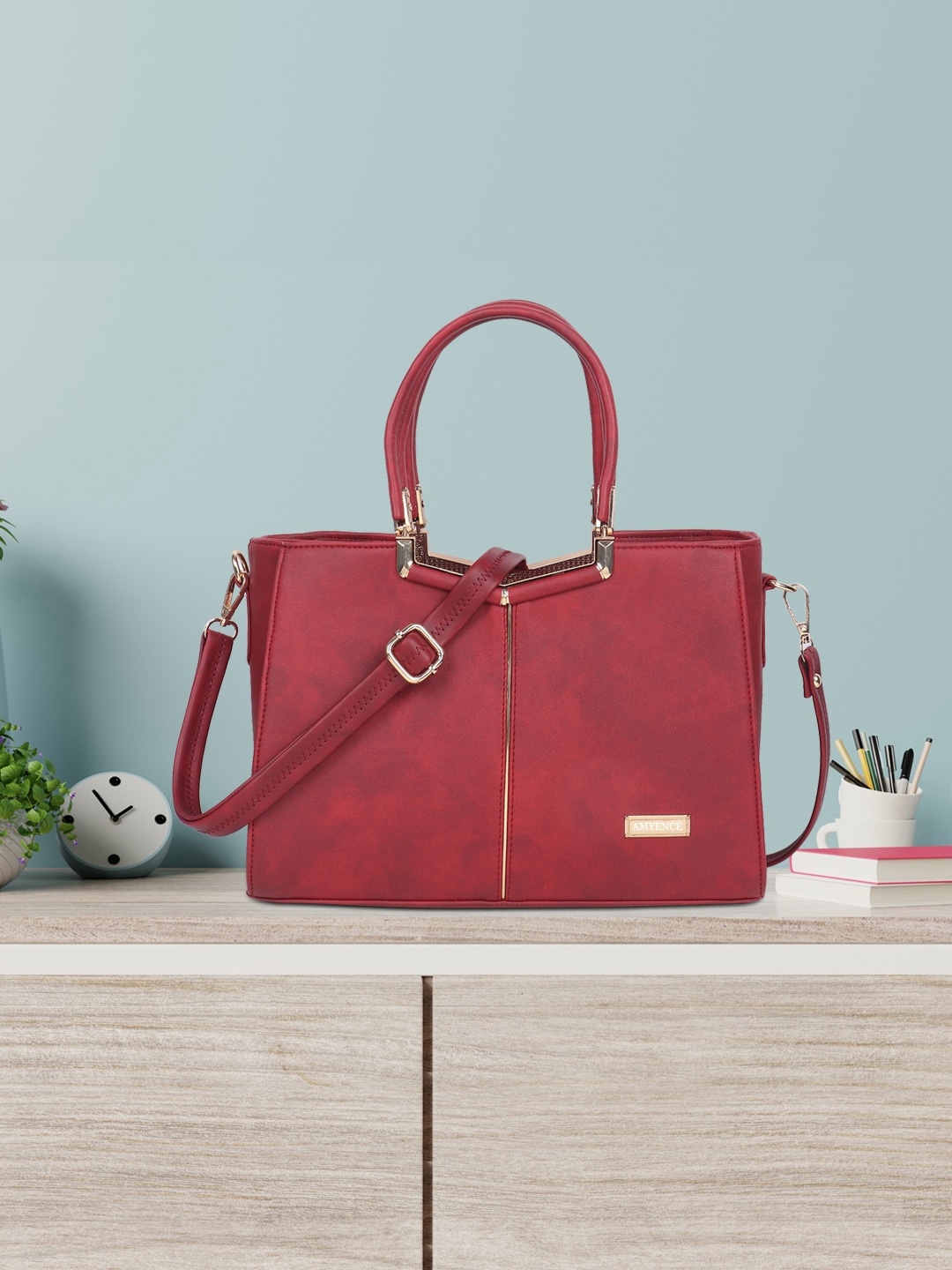 

AMYENCE Structured Handheld Bag, Maroon