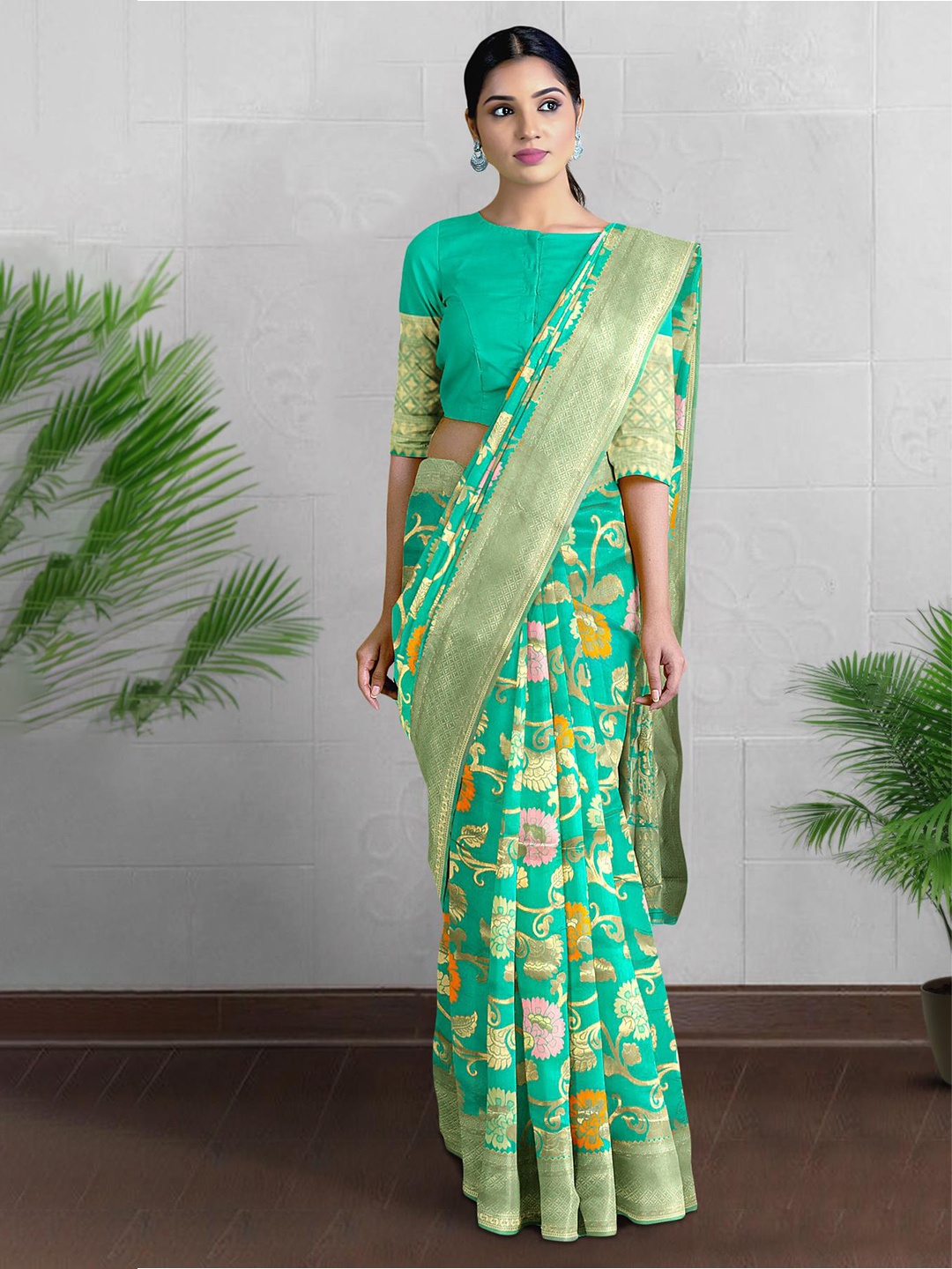 

Kalamandir Woven Design Zari Banarasi Saree, Green