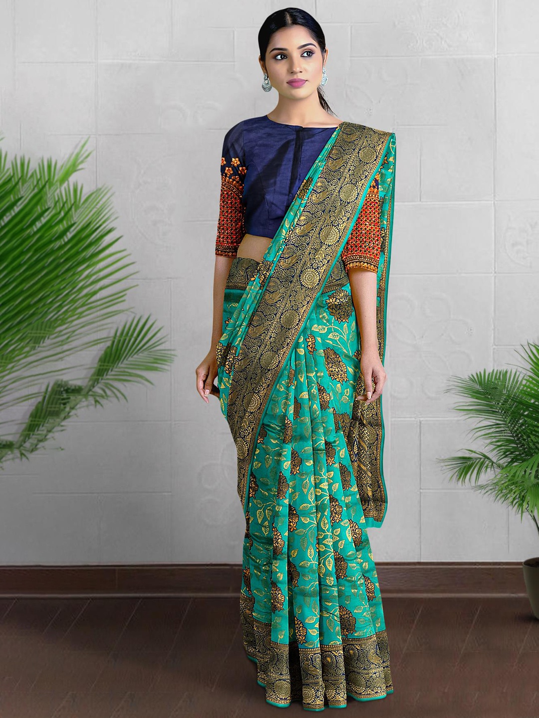 

Kalamandir Woven Design Zari Banarasi Saree, Teal