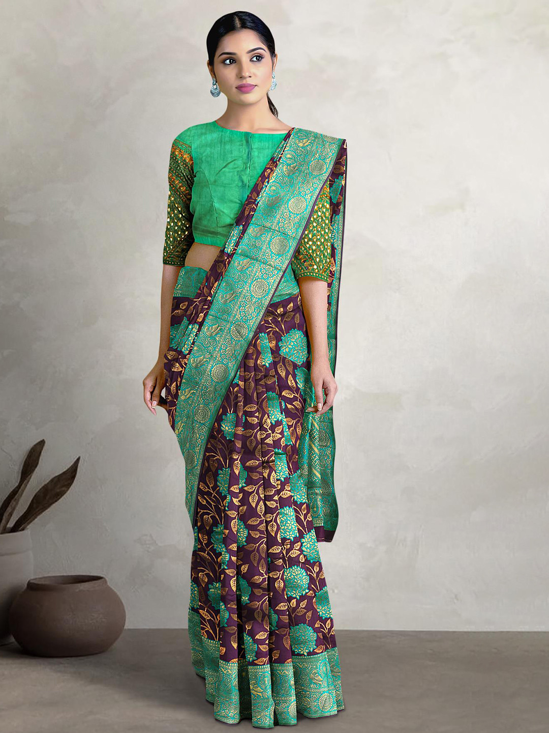 

Kalamandir Woven Design Zari Banarasi Saree, Green