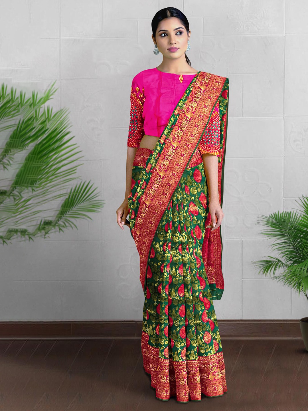 

Kalamandir Woven Design Zari Banarasi Saree, Green