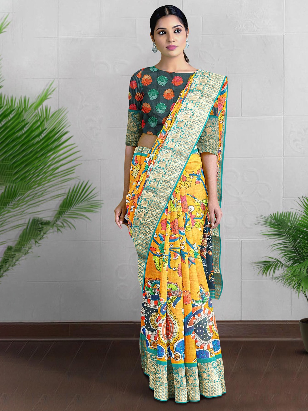

Kalamandir Kalamkari Zari Banarasi Saree, Orange