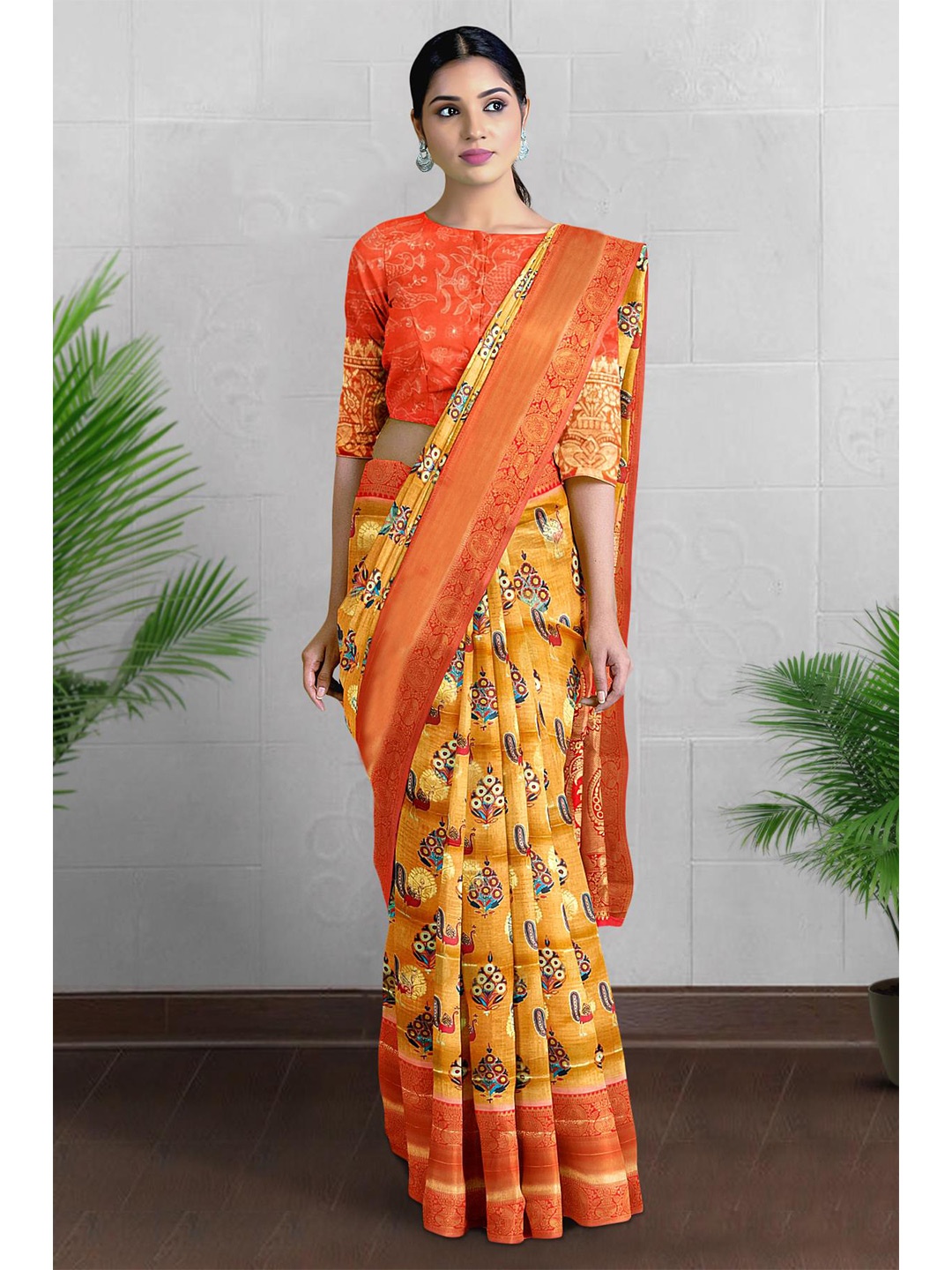 

Kalamandir Woven Design Zari Saree, Yellow