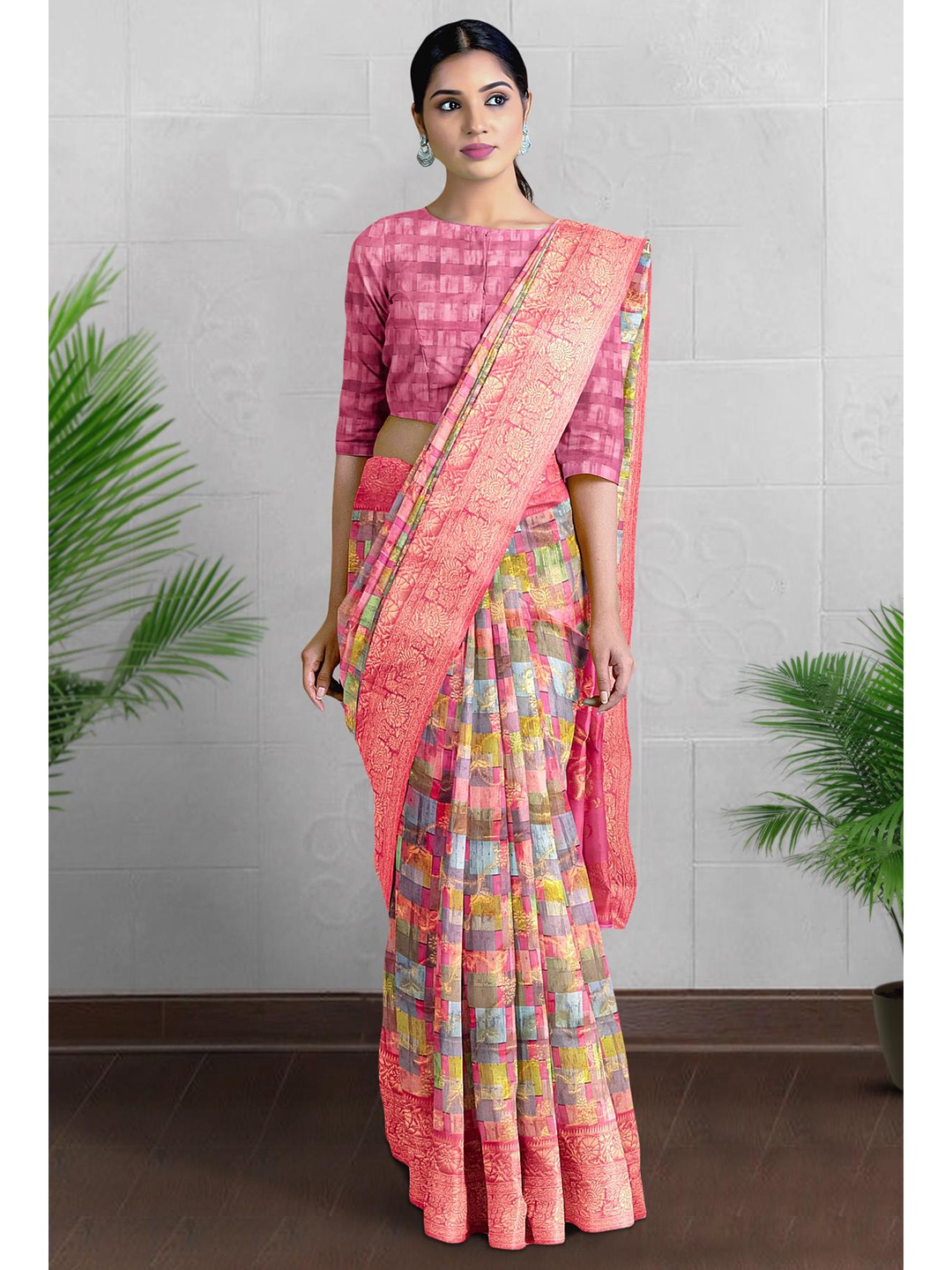 

Kalamandir Woven Design Zari Silk Blend Banarasi Saree, Green