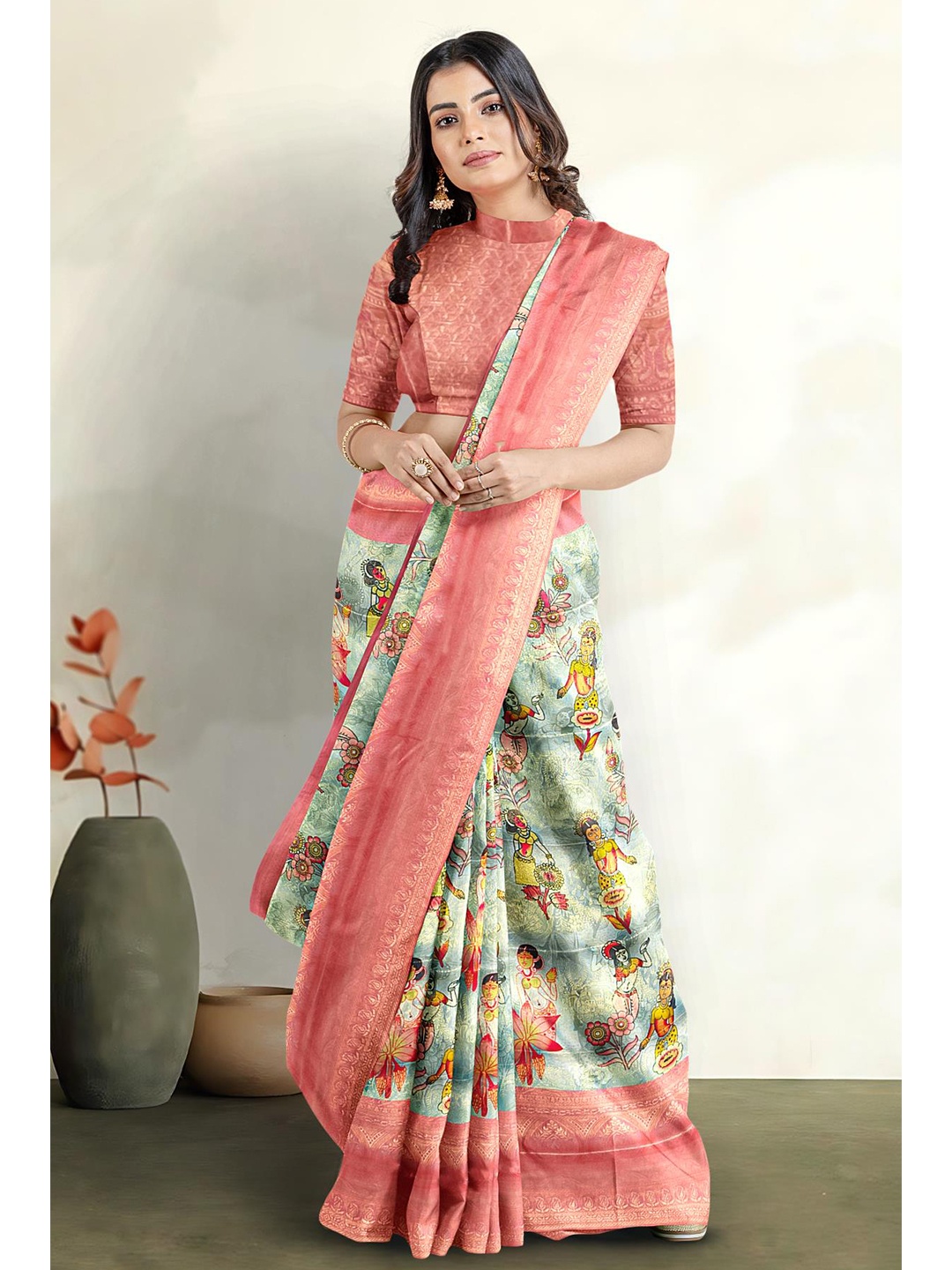 

Kalamandir Floral Zari Silk Blend Saree, Grey