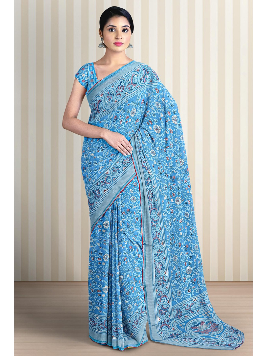

Kalamandir Floral Printed Saree, Blue