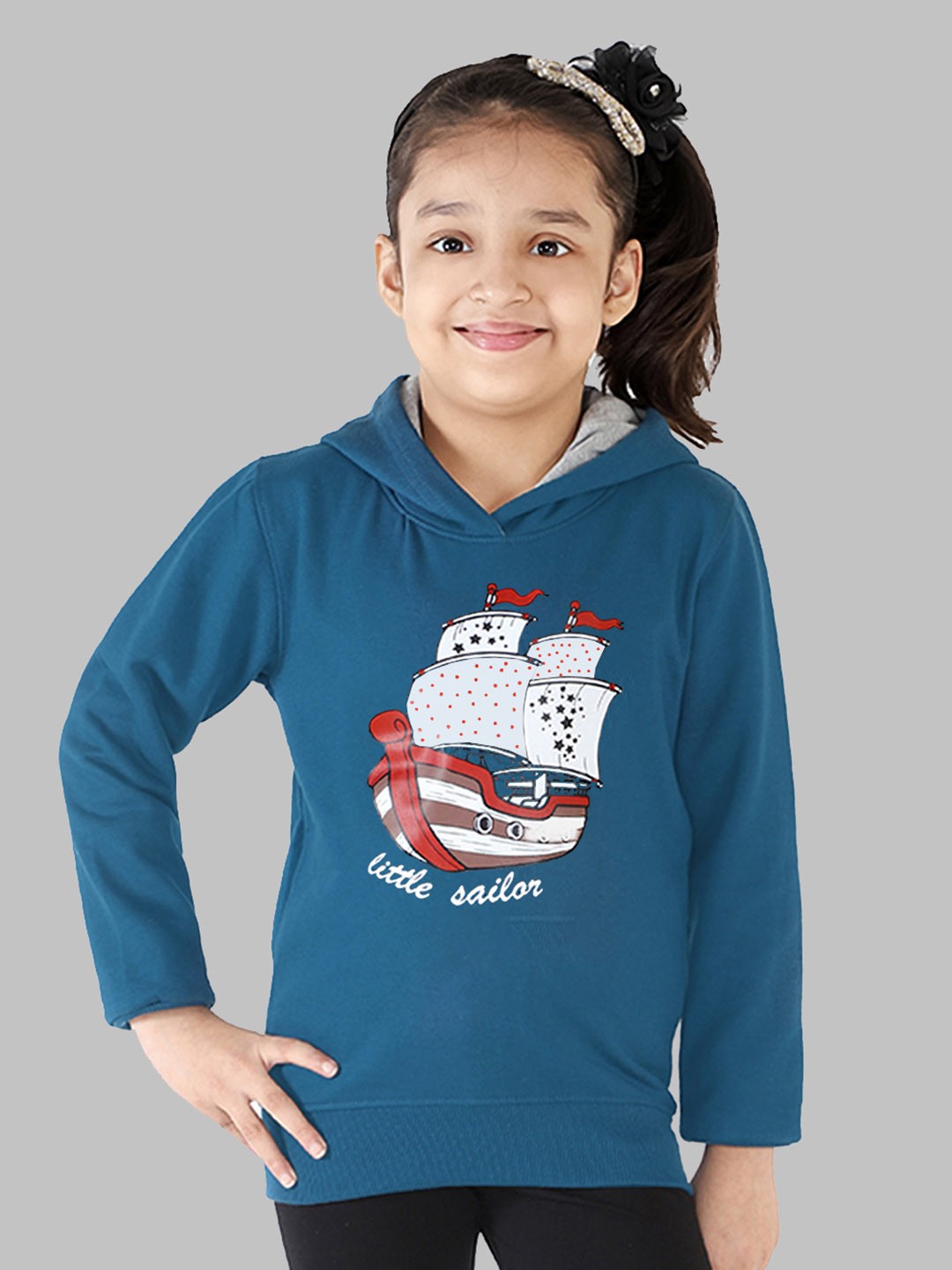 

Naughty Ninos Girls Printed Hooded Sweatshirt, Blue