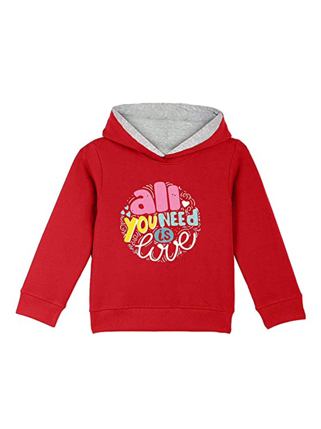 

Naughty Ninos Girls Printed Hooded Cotton Sweatshirt, Red