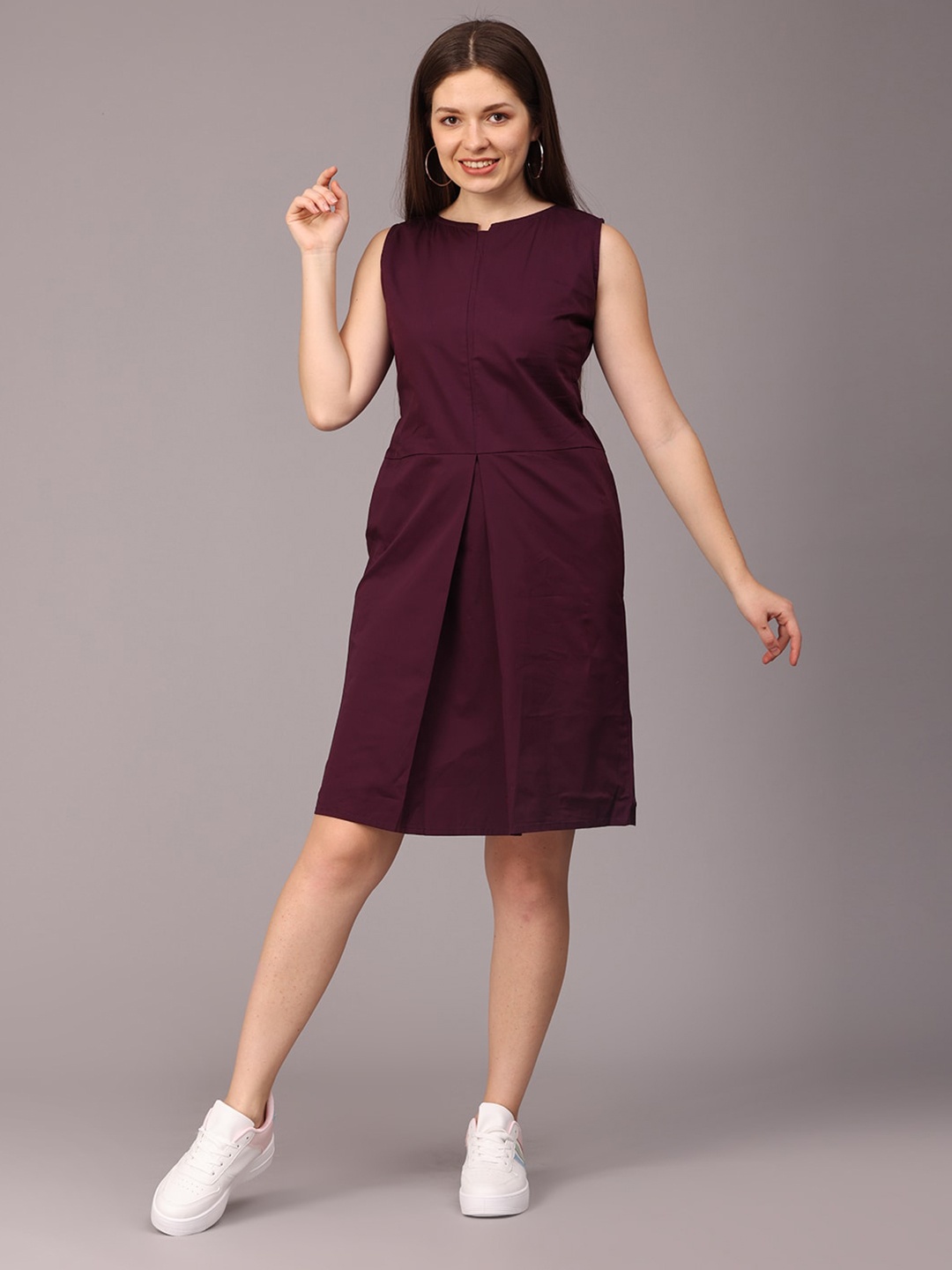 

NAYRA Sleeveless A-Line Cotton Dress, Magenta