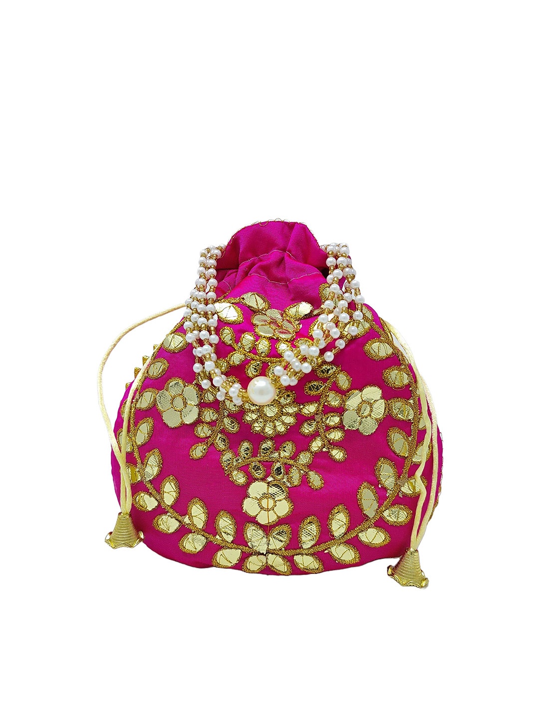 

CRAYTON Embroidered Potli Clutch, Pink