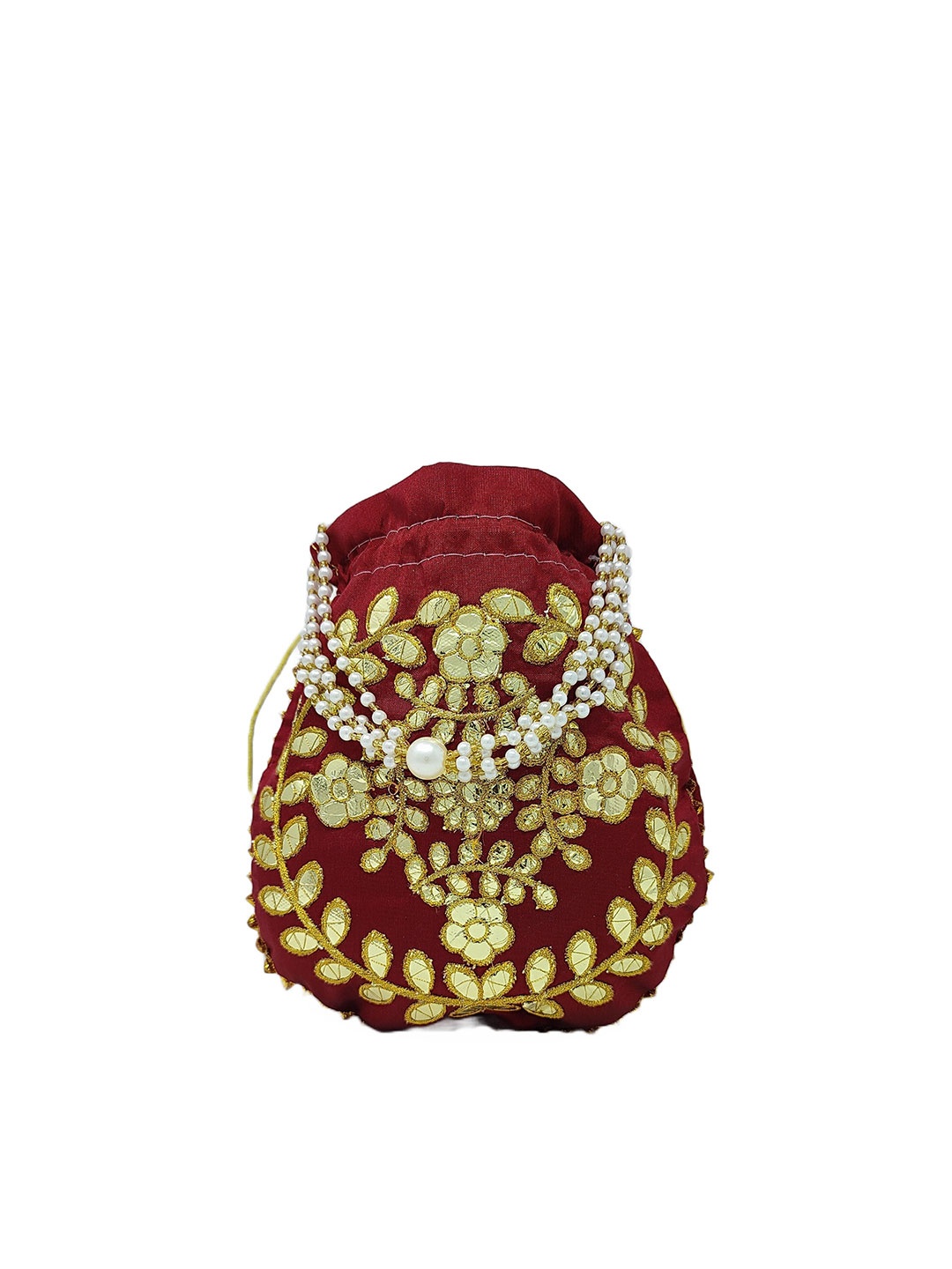 

CRAYTON Embellished Potli Clutch, Maroon