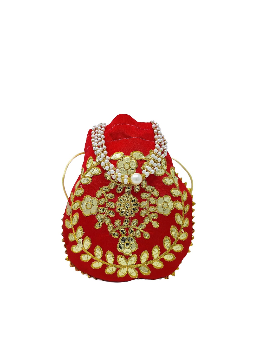 

CRAYTON Embellished Potli Clutch, Red