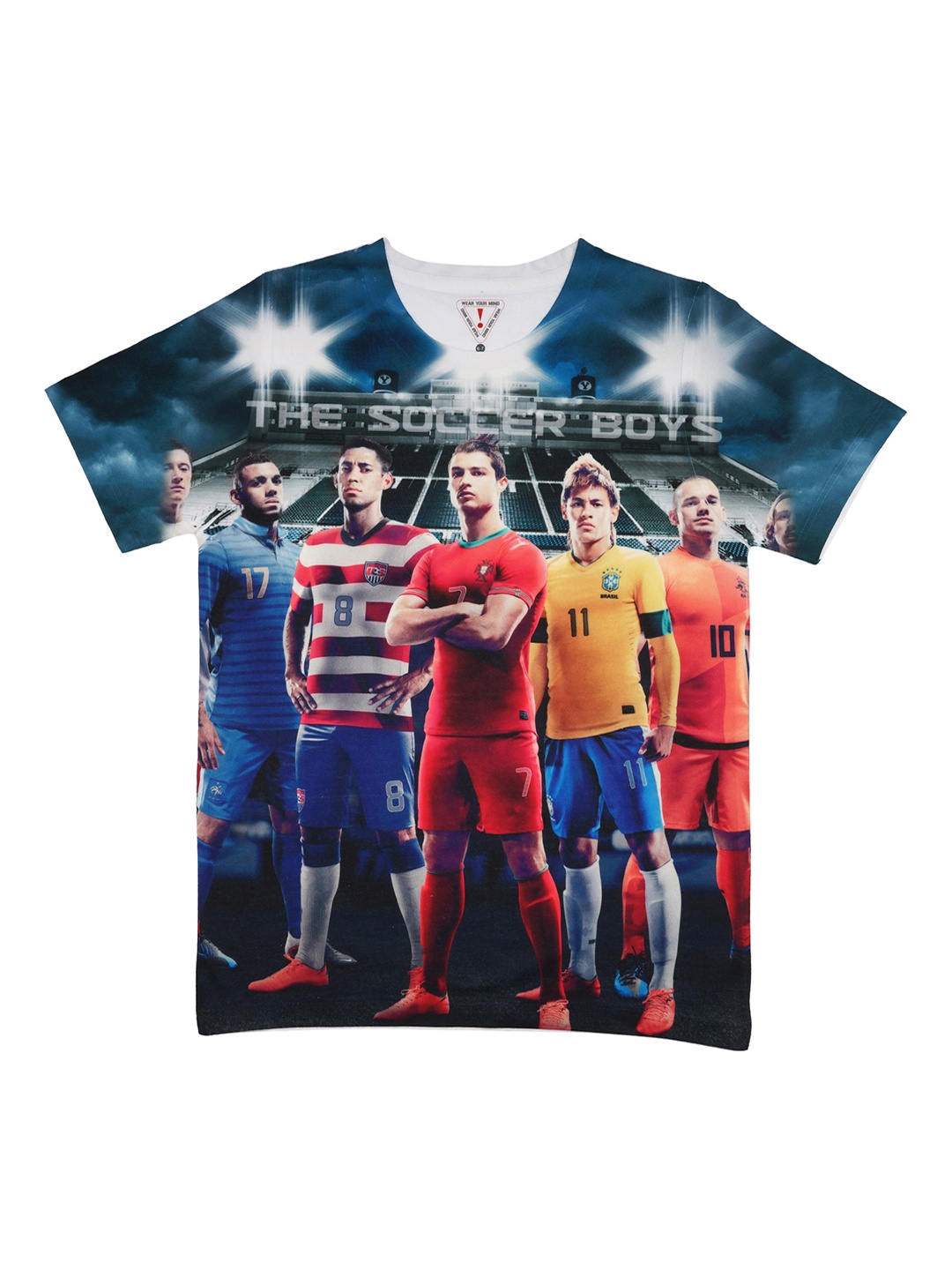 

Wear Your Mind Boys Blue & White Printed Round Neck T-shirt