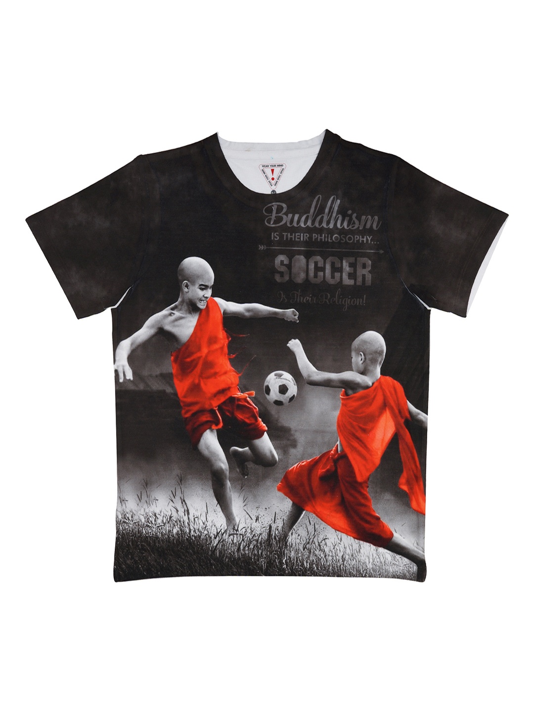 

Wear Your Mind Boys Black Printed Round Neck T-shirt