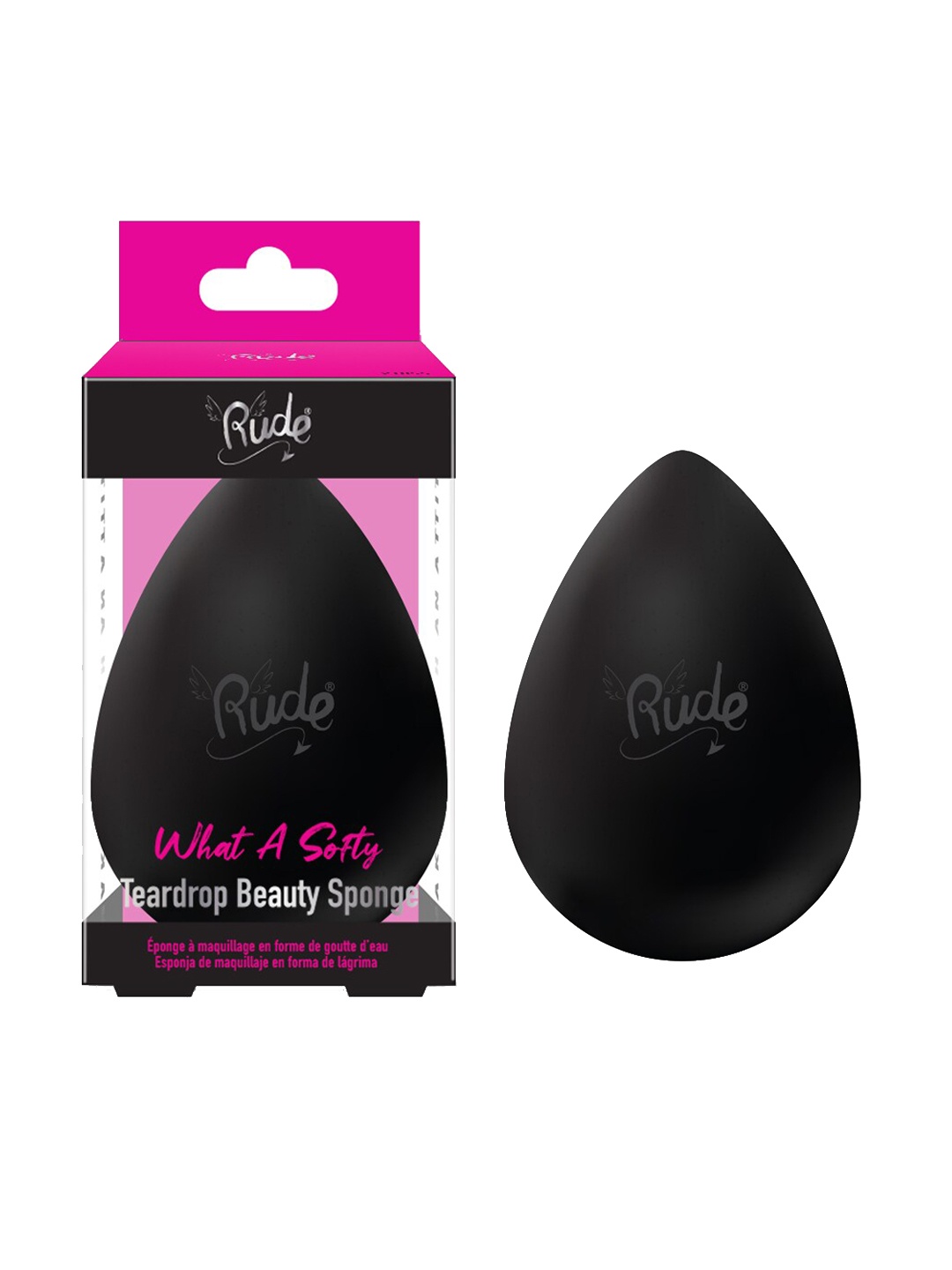 

Rude Cosmetics Microfiber Teardrop Cut Beauty Face Sponge, Black