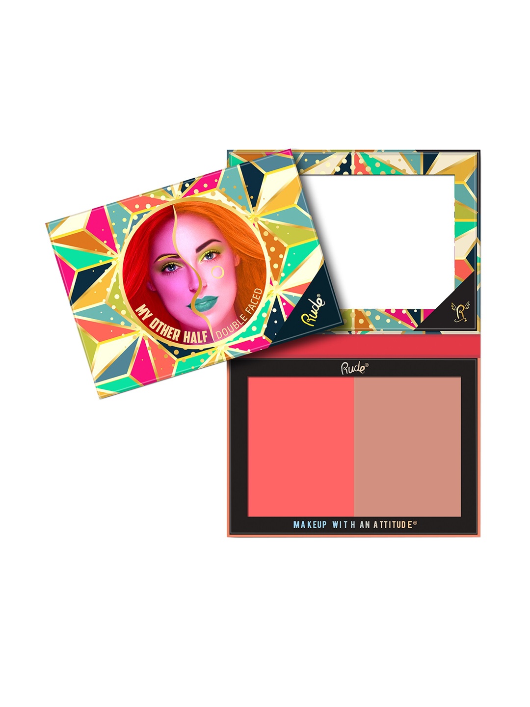 

Rude Cosmetics My Other Half Duo Shade Face Palette - Double Faced, Red