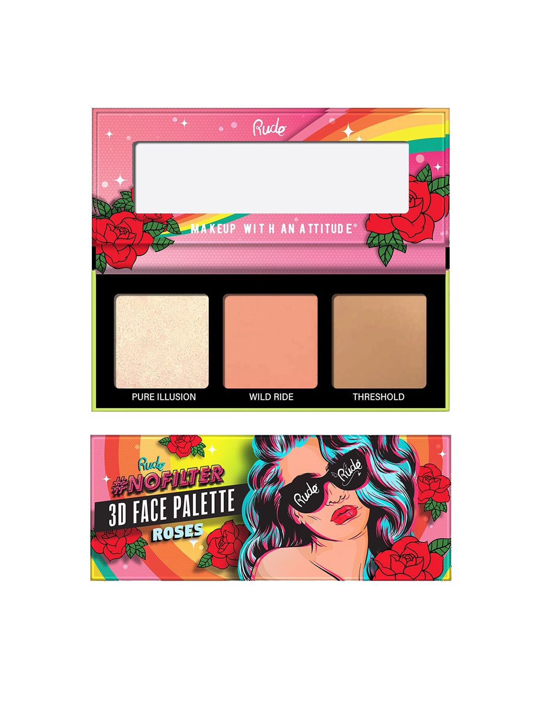 

Rude Cosmetics Nofilter 3D Face Palette 6 g - Roses, Pink